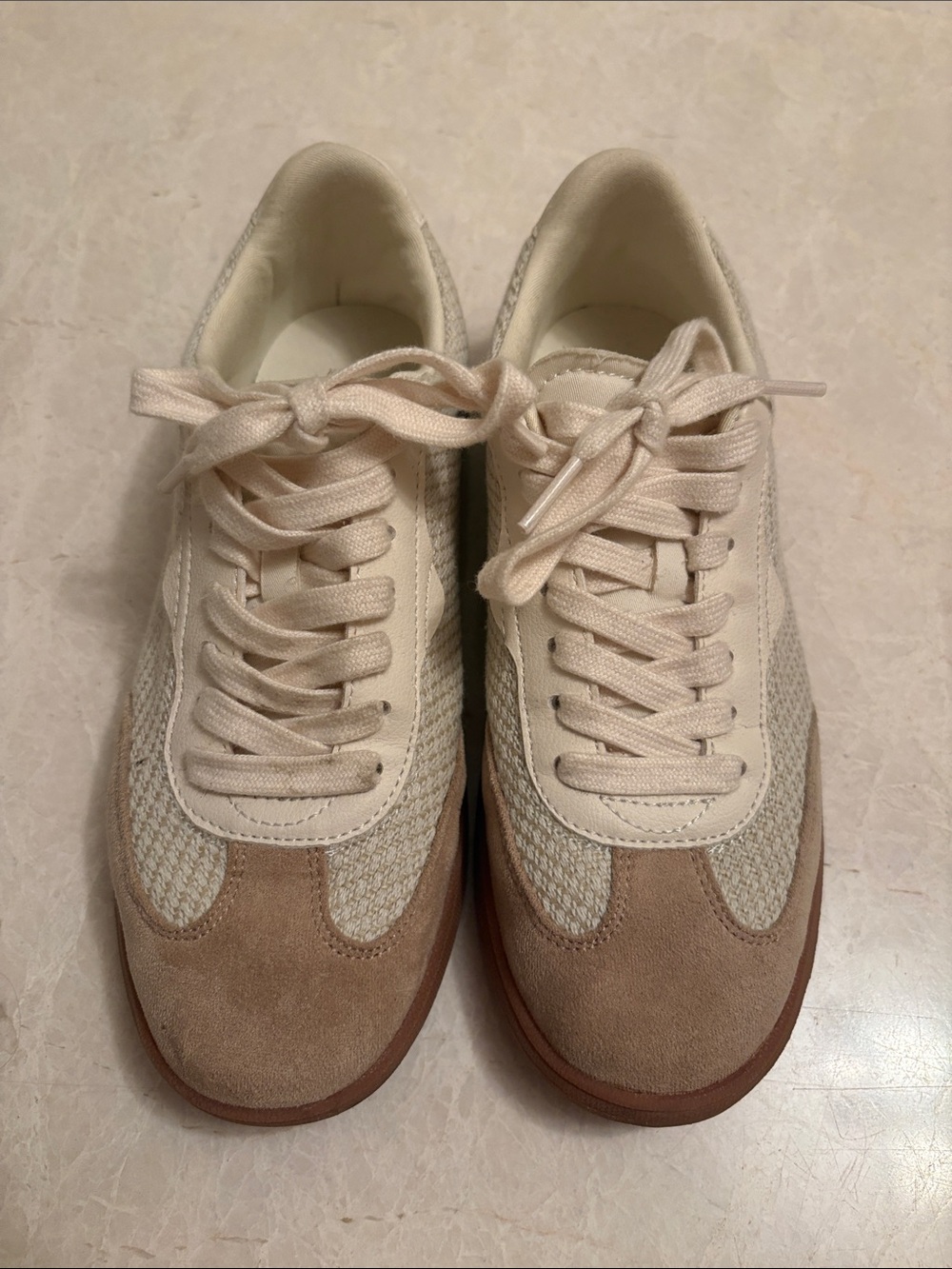 Zara Women Beige & Tan Mixed-Material Sneakers